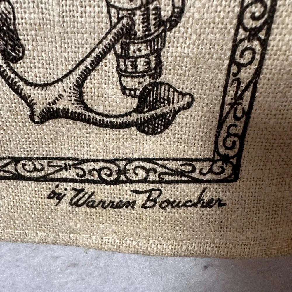 Vintage 1967 Linen Calendar Tea Towel Warren Boucher Tall Ship Nautical Sea Poem